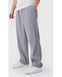 BoohooMAN - Tall Elastic Waist Relaxed Fit Cropped Pleated Trouser - Lyst