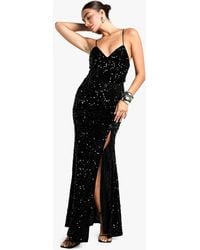 Boohoo - Velvet Sequin Slip Maxi Dress - Lyst
