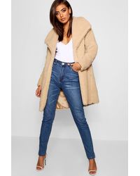 Boohoo Shawl Collar Teddy Faux Fur Jacket - White