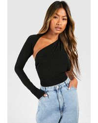Boohoo - One Sleeve Open Back One Piece - Lyst
