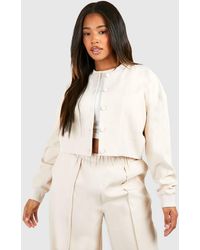 Boohoo - Plus Tailored Relaxed Fit Popper Bomber Jacket - Lyst