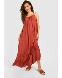 Boohoo - Strappy Cheesecloth Maxi Dress - Lyst