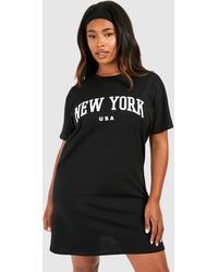 Boohoo - Plus New York Printed T-Shirt Dress - Lyst