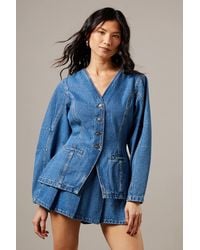 Warehouse - Balloon Sleeve Nipped Waist Jean Jacket - Lyst