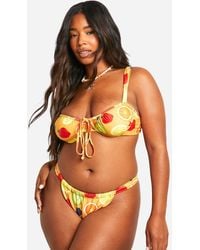 Boohoo - Plus Fruit Print Cupped Bikini Top - Lyst