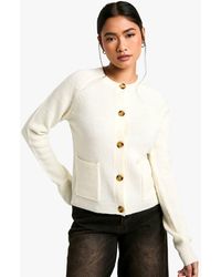 Boohoo - Soft Knit Boxy Cardigan With Pockets - Lyst