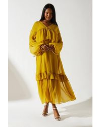 Coast - Trapeze Frill Chiffon Maxi Dress - Lyst