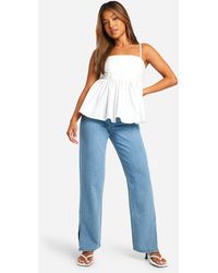 Boohoo - Petite Strappy Cotton Open Back Cami - Lyst
