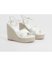 Boohoo - Wide Fit Crossover High Wedges - Lyst