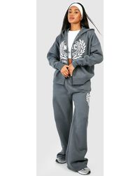 Boohoo - Nyc Printed Zip Up Hoodie And Wide Leg Jogger Tracksuit - Lyst