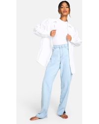 Boohoo - Basics High Waisted Split Hem Straight Leg Jeans - Lyst
