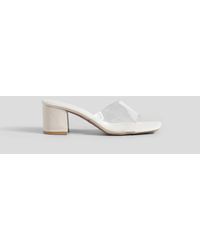 Boohoo - Clear Strap Low Block Square Toe Heeled Mules - Lyst