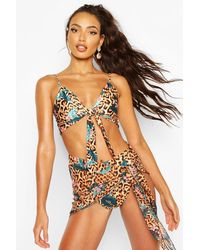 Boohoo Tropical Leopard Beach Sarong - Marron