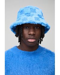 BoohooMAN - Flauschiger Anglerhut mit Schachbrett-Print - Lyst