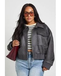 Boohoo - Plus Faux Suede Bomber Jacket - Lyst