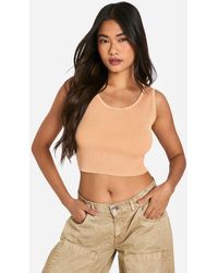 Boohoo - Acid Wash Rib Knit Scoop Crop Top - Lyst
