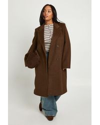 Boohoo - Plus Wool Look Double Breasted Trench Coat - Lyst