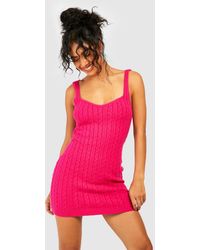 Boohoo - Soft Cable Knit Mini Dress - Lyst