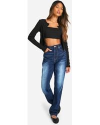 Boohoo - High-Waisted Straight Leg Jeans - Lyst