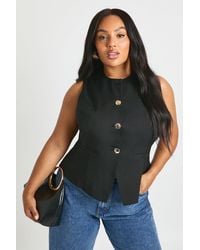 Boohoo - Plus Tailored Button Trim Waistcoat - Lyst