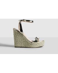 Boohoo - Metallic Two Part Round Toe Wedges - Lyst