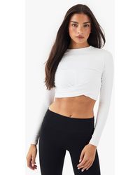 DSGN Studio - Twist Front Crop Long Sleeve Top - Lyst