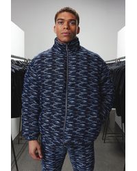 BoohooMAN - Boxy Fit Fabric Interest Denim Puffer Jacket - Lyst