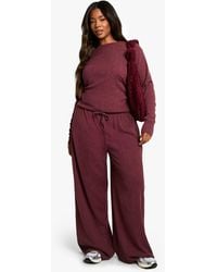 Boohoo - Plus Textured Drawstring Waist Trouser - Lyst