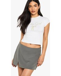 Boohoo - Split Hem Mini Skort - Lyst