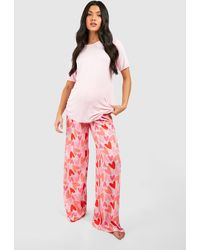 Boohoo - Maternity Heart Print Trouser Pyjama Set - Lyst