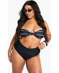 Boohoo - Plus Swimwear Essentials Stripe Bandeau Bikini Top - Lyst
