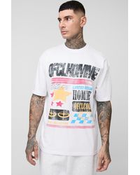 BoohooMAN - Tall Cracked Print Moto Oversized Graphic T-shirt - Lyst