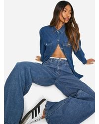 Boohoo - Basics 30 Inch Leg High Waisted Wide Leg Jeans - Lyst