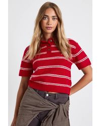 Boohoo - Stripe Collared Oversized Knitted Top - Lyst