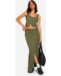 Boohoo - Pinstripe Split Front Column Maxi Skirt - Lyst