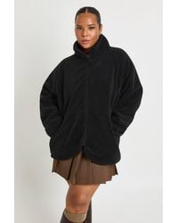 Boohoo - Plus Oversized Teddy Zip Up Jacket - Lyst