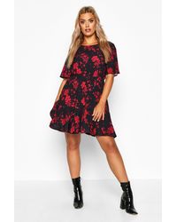 Boohoo - Plus Tiered Woven Smock Dress - Lyst
