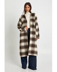 Boohoo - Oversized Flannel Wool Look Coat - Lyst