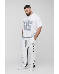 BoohooMAN - Plus Star Varsity Mesh Oversized T-Shirt & Slim Gusset Jersey Sweatpants Tracksuit - Lyst