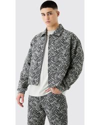Boohoo - Boxy Fit Fabric Interest Tapestry Jacket - Lyst