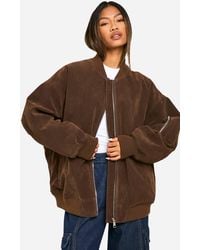 Boohoo - Vintage Suede Look Oversized Bomber Jacket - Lyst