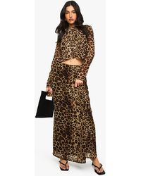 Boohoo - Leopard Print Woven Maxi Skirt - Lyst