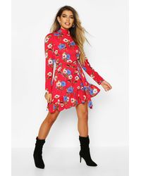 chiffon tie back midi skater dress