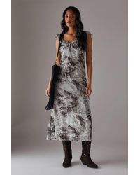 Warehouse - Chiffon Ruffle Double Layer Midi Dress - Lyst