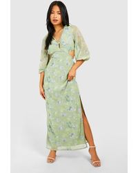 Boohoo - Petite Floral Dobby Cut Out Maxi Dress - Lyst