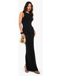 Boohoo - Tall Ruched Twist Detail Racer Neck Maxi Dress - Lyst