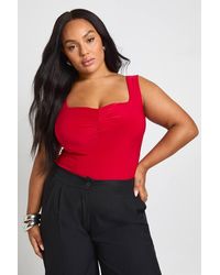 Boohoo - Plus Double Layer Ruched Front One Piece - Lyst