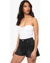 Boohoo - Petite Denim Mini Short - Lyst