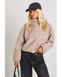 Boohoo - Teddy Zip Bomber Jacket - Lyst