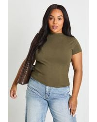 Boohoo - Plus Basic Rib Short Sleeve Fitted Top - Lyst